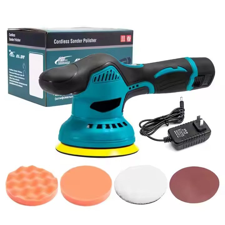 Aparat Polish AT PERFORMANCE®, Auto Electric 36V, 2 Acumulatori, Fără Fir, 8 Viteze, 2500–5000 RPM, Portabil, Albastru/Negru